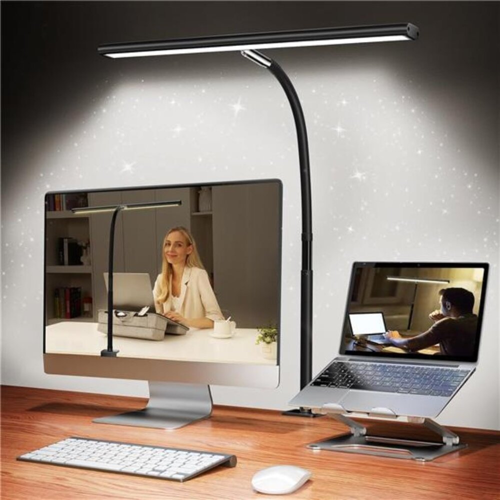 LED Desk Lamp for Office Home, Eye-Caring Desk Light with Stepless Dimming